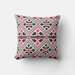 Red and Black cross-stitch Retro Pattern Cushion
