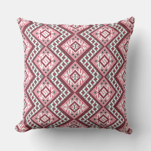 Red and Black cross-stitch Retro Pattern Cushion