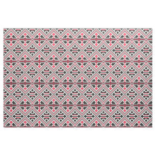 Red and Black cross-stitch Retro Pattern Fabric