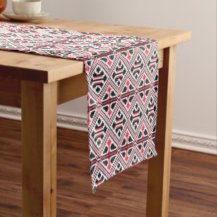 Red and Black cross-stitch Retro Pattern Short Table Runner