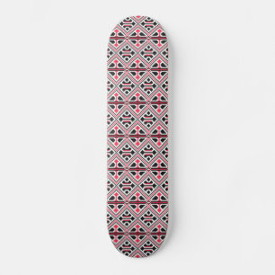 Red and Black cross-stitch Retro Pattern Skateboard