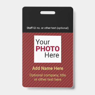 Red and Black - Custom Business Diagonal Stripe ID Badge