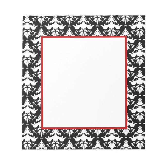 Red and Black Damask Elegant Notepad (Front)