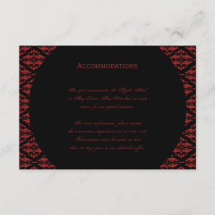 Red and Black Damask Gothic Wedding Accomodations Enclosure Card