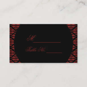 Red and Black Damask Gothic Wedding Place Card