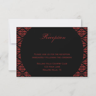 Red and Black Damask Gothic Wedding Reception Invitation