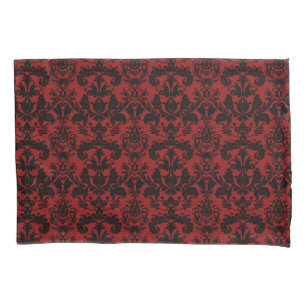 Red and Black Damask Pattern Pillowcase