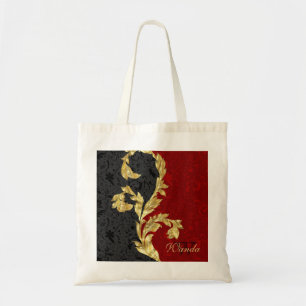 Red And Black Damask Tote Bag
