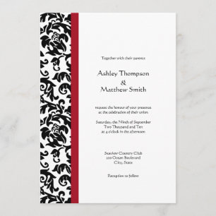 Red and Black Damask Wedding Invitations