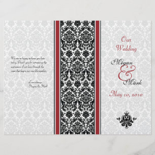 Red and Black Damask Wedding Program