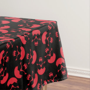 Red and Black Dark Aesthetic Skull Pattern Tablecloth