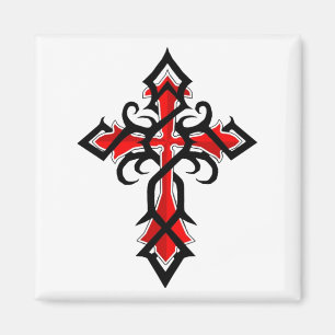 Red and Black Decorative Jesus Christ Cross Magnet