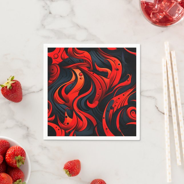 Red and Black Design Napkin (Insitu)