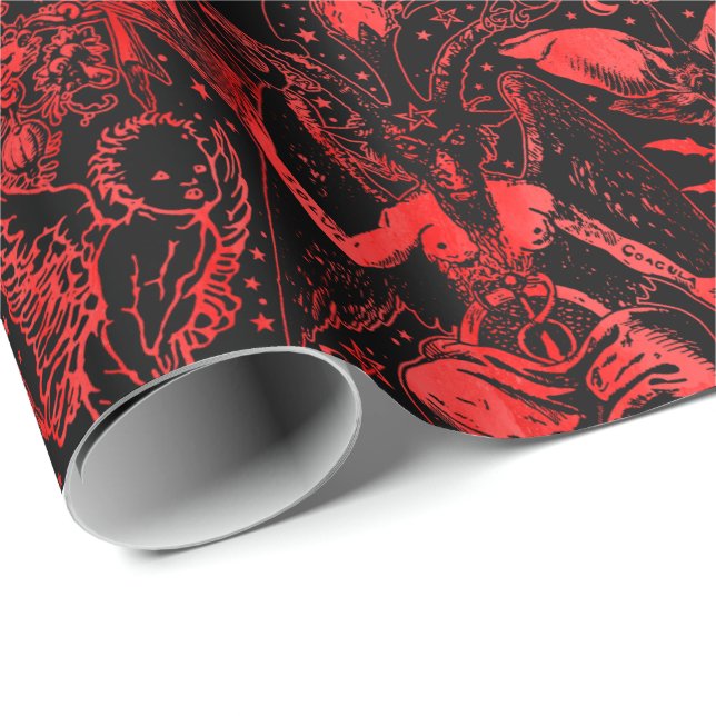 Red and Black Devil Gothic Victorian Gothic Wrapping Paper (Roll Corner)