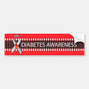 Red and Black Diabetes Awareness Ribbon Bumper Sticker