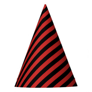 Red and Black Diagonal Stripes Party Hat
