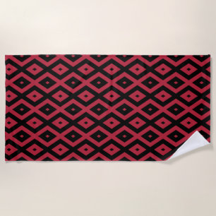 Red and black diamond pattern beach towel