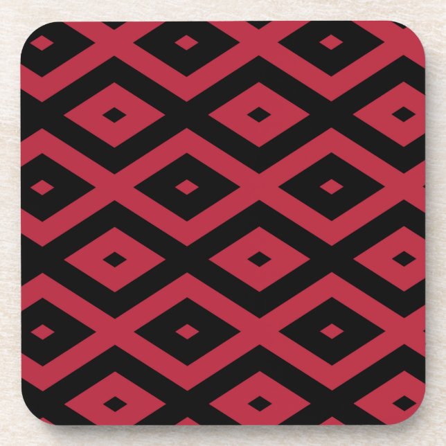 Red and black diamond pattern coaster (Front)