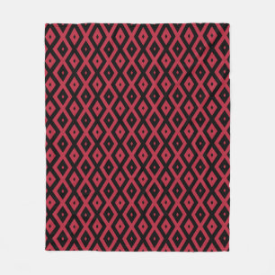 Red and black diamond pattern fleece blanket