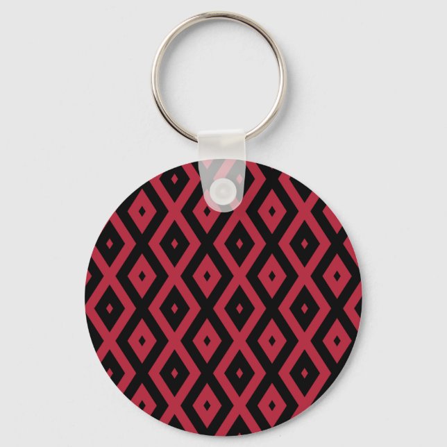 Red and black diamond pattern key ring (Front)