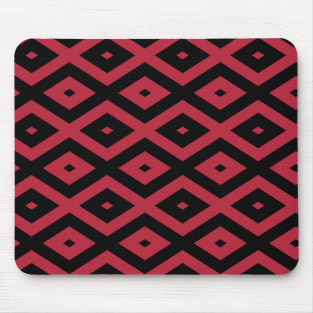 Red and black diamond pattern mouse mat (Front)