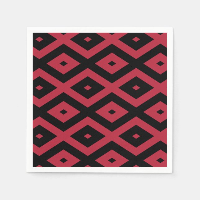 Red and black diamond pattern napkin (Front)