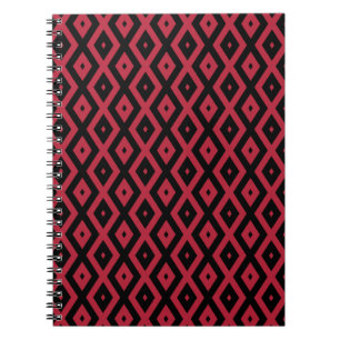 Red and black diamond pattern notebook