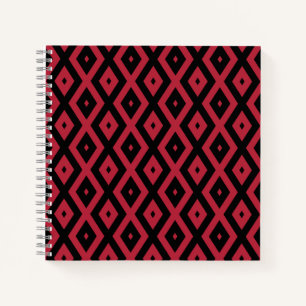 Red and black diamond pattern notebook