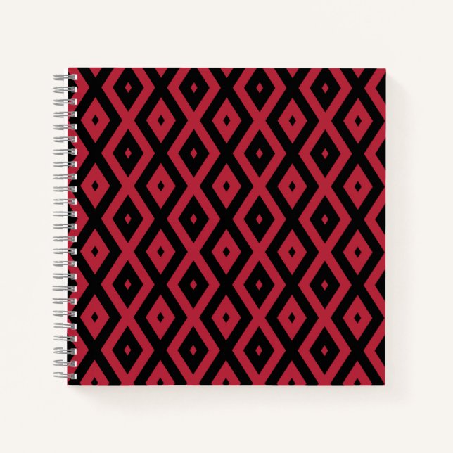 Red and black diamond pattern notebook (Front)