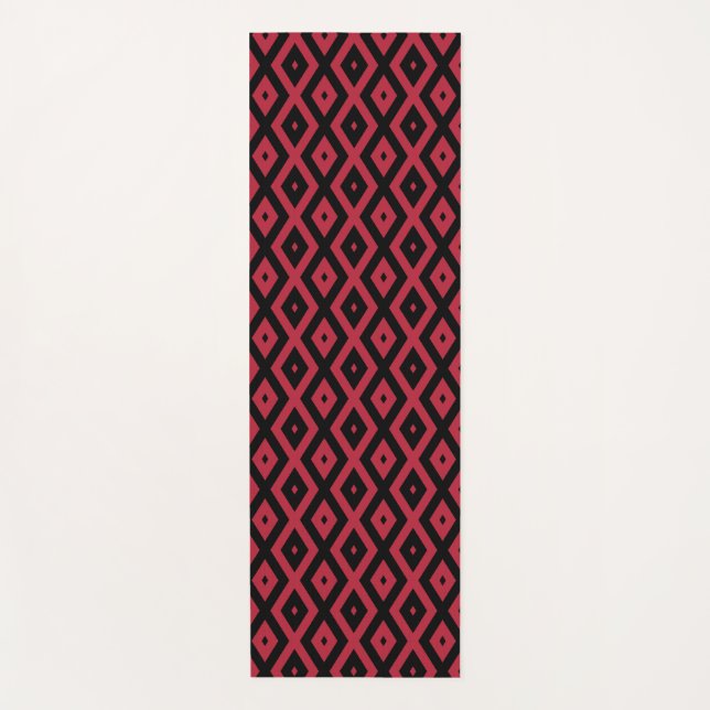 Red and black diamond pattern yoga mat (Front)