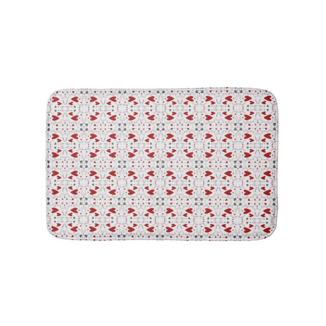 Red and Black Doodle Hearts Geometric Love  Bath Mat (Front)