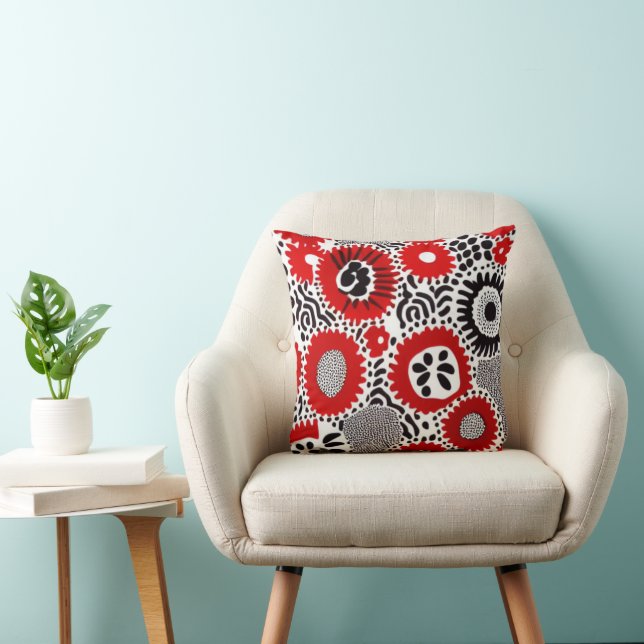 Red and Black Dots Cushion (Chair)