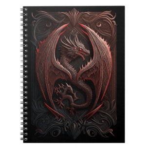Red and Black Dragon Spiral Photo Notebook