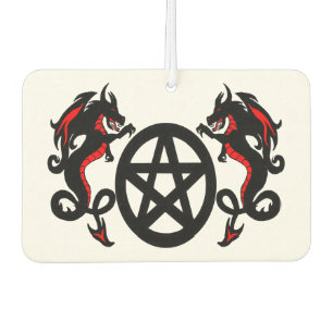 Red and Black Dragons and Pentacle Car Air Freshener