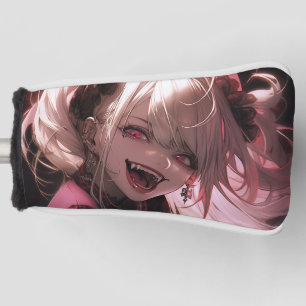 Red and Black Fanged Smile Vampire Anime Girl Golf Head Cover