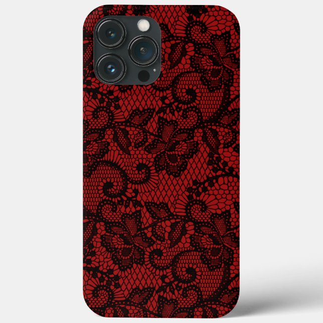 Red And Black Faux Lace Case-Mate iPhone Case (Back)