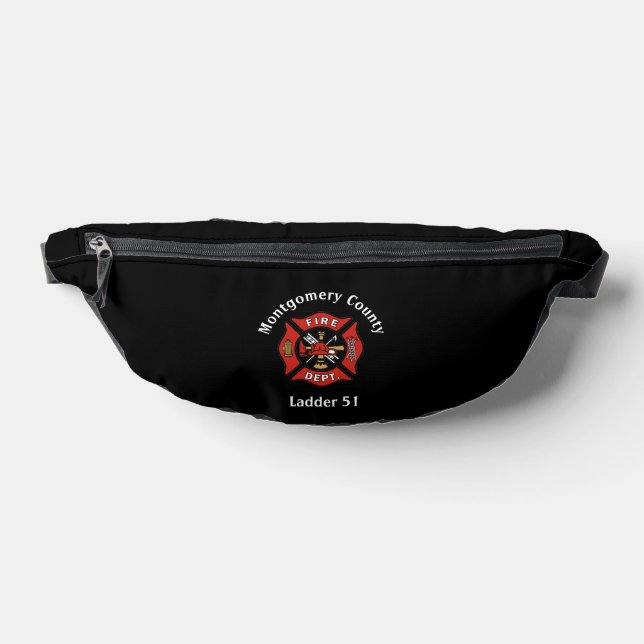 Red and Black Fire Department Logo Custom  Bum Bags (Lay Down)