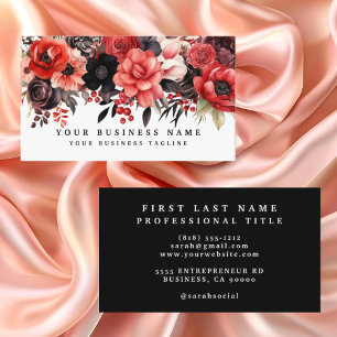 Red and Black Floral Business Card