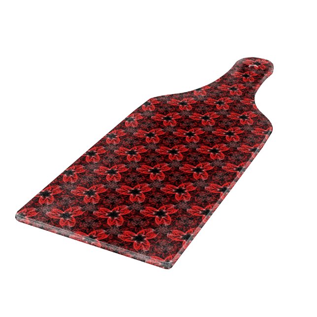 Red and Black Floral Show Chopping Board (Corner)