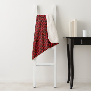 Red and Black Floral Show Sherpa Blanket
