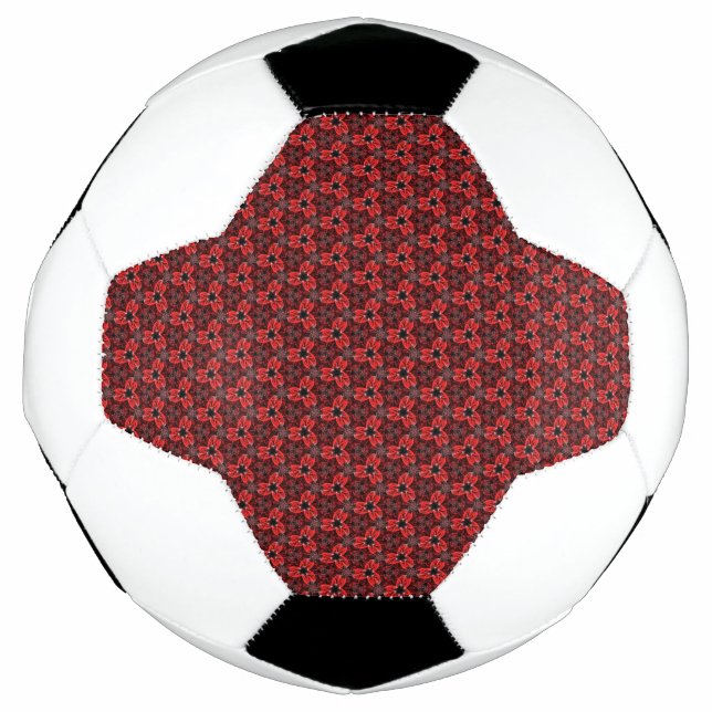 Red and Black Floral Show Soccer Ball (Front)