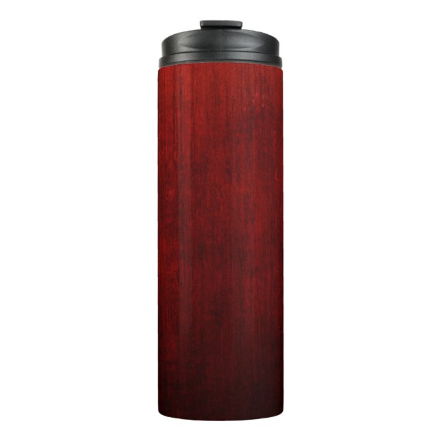 Red and black floral textile thermal tumbler (Front)