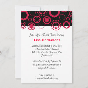 Red and Black Flowers and Circles Invitation