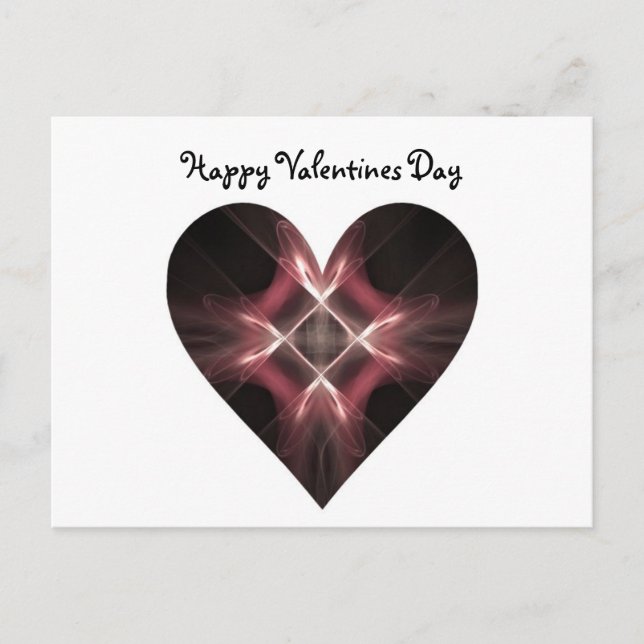 Red and Black Fractal Art Heart Valentine  Holiday Postcard (Front)