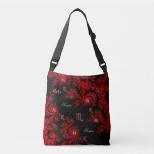 Red and Black Fractal Zodiac Sign Scorpio Bag