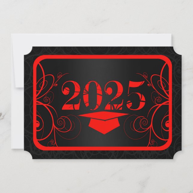 Red and Black Frame Graduation Invitation (Front)