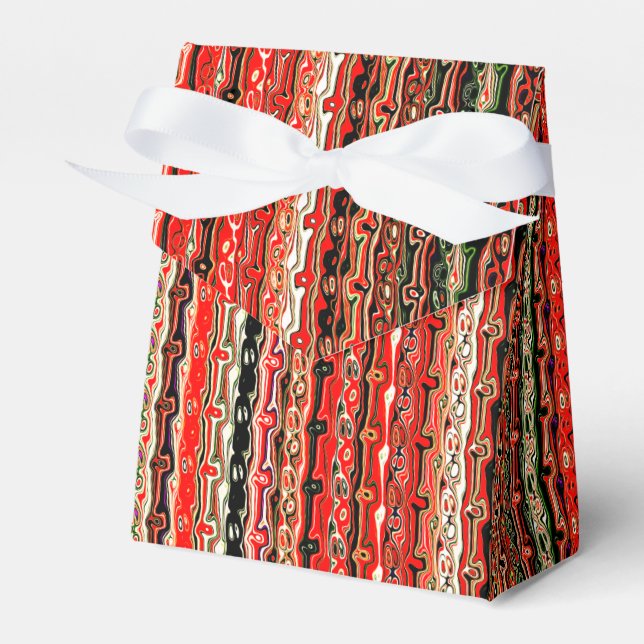 Red and Black Funky Cool Pattern Favour Box (Front Side)