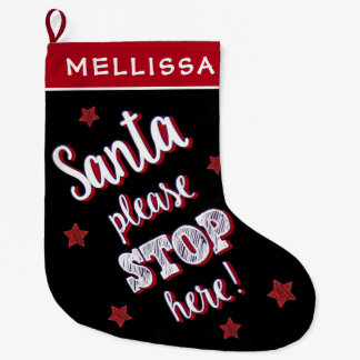 Red and Black Funny Quoted Large Christmas Stocking