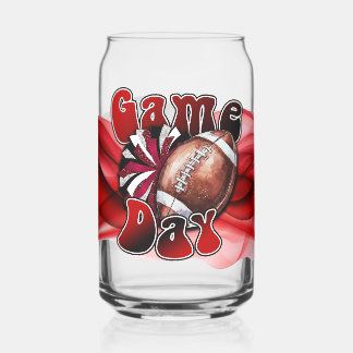 Red and Black Game day Can Glass
