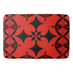 Red and Black Geometric Abstract Art  Bath Mat